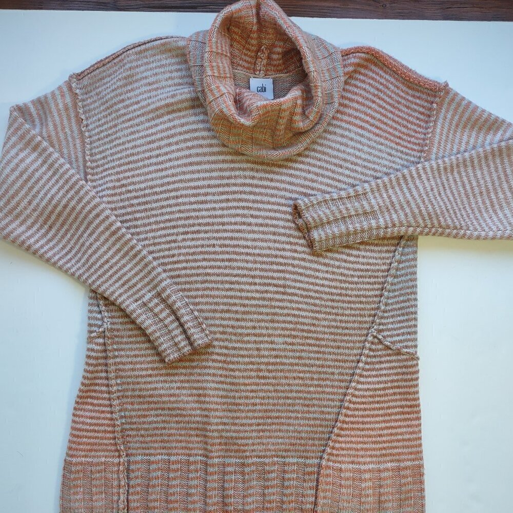 CAbi Striped Cowl Neck Knit Sweater Pullover Relaxed Fit Boho Women Small - Picture 10 of 11